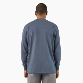 Camiseta de manga larga con bolsillo, tejido de punto jaspeado de peso pesado