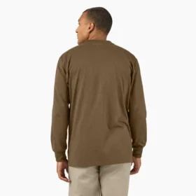 Camiseta de manga larga con bolsillo, tejido de punto jaspeado de peso pesado