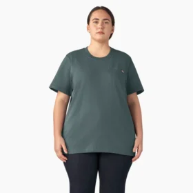 Camiseta de pantalón corto con bolsillo para mujer, talla grande, tejido grueso