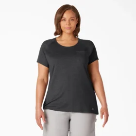 Camiseta de pantalón corto con bolsillo y tecnología de refrigeración para mujer talla grande