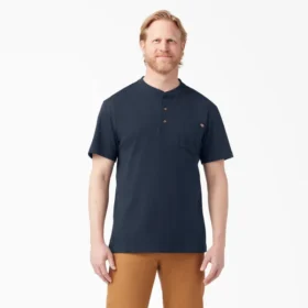 Camiseta Henley de manga corta de peso pesado