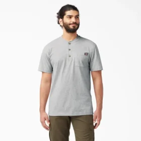 Camiseta Henley de manga corta de peso pesado