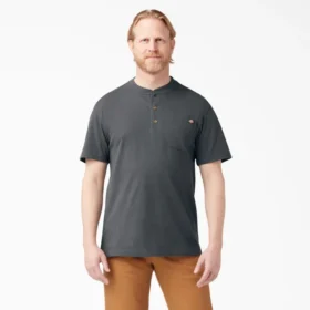 Camiseta Henley de manga corta de peso pesado