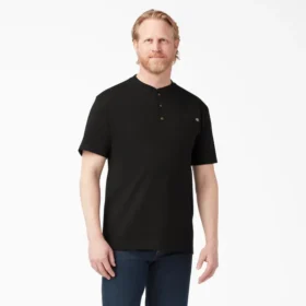 Camiseta Henley de manga corta de peso pesado