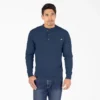 Camiseta Henley de manga larga de tejido grueso jaspeado Camiseta Henley de manga larga de tejido grueso jaspeado