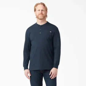 Camiseta Henley de manga larga y tejido grueso