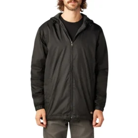 Chaqueta con capucha de nylon forrada de polar
