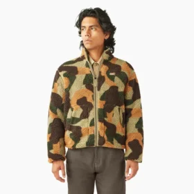Chaqueta de camuflaje de felpa de pelo largo y corte holgado Chaqueta de camuflaje de felpa de pelo largo y corte holgado