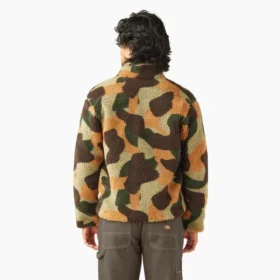 Chaqueta de camuflaje de felpa de pelo largo y corte holgado Chaqueta de camuflaje de felpa de pelo largo y corte holgado