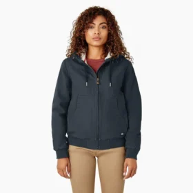 Chaqueta de lona de algodón para mujer con forro polar