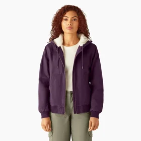 Chaqueta de lona de algodón para mujer con forro polar