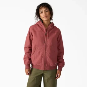Chaqueta de lona de algodón para mujer con forro polar