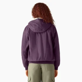 Chaqueta de lona de algodón para mujer con forro polar