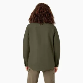 Chaqueta de trabajo de lona de algodón para mujer con forro polar de pelo largo