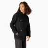 Chaqueta de trabajo de lona de algodón para mujer con forro polar de pelo largo