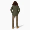 Chaqueta de trabajo de lona de algodón para mujer con forro polar de pelo largo