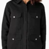 Chaqueta de trabajo de lona de algodón para mujer con forro polar de pelo largo
