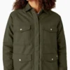 Chaqueta de trabajo de lona de algodón para mujer con forro polar de pelo largo