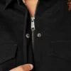 Chaqueta de trabajo de lona de algodón para mujer con forro polar de pelo largo