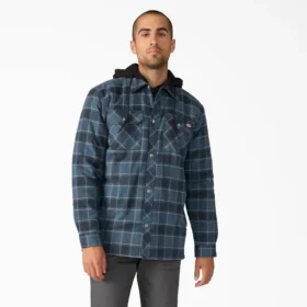 Chaqueta tipo camisa con capucha de franela repelente al agua