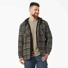 Chaqueta tipo camisa con capucha de franela repelente al agua Chaqueta tipo camisa con capucha de franela repelente al agua