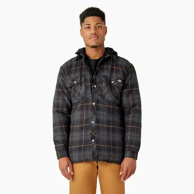 Chaqueta tipo camisa con capucha de franela repelente al agua