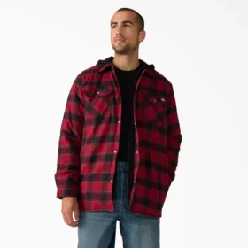 Chaqueta tipo camisa con capucha de franela repelente al agua