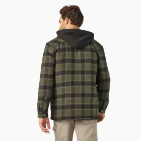 Chaqueta tipo camisa con capucha de franela repelente al agua