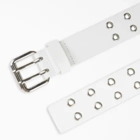 Cinturón de cuero con doble ojal para mujer