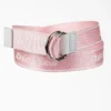 Cinturón de tela con estampado del logotipo y anilla en D para mujer Cinturón de tela con estampado del logotipo y anilla en D para mujer