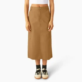 Falda midi cargo de lona de algodón para mujer