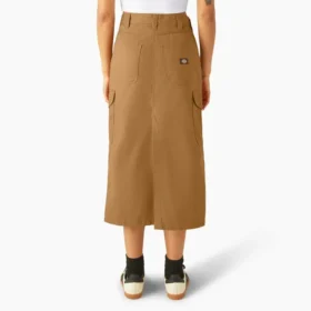 Falda midi cargo de lona de algodón para mujer