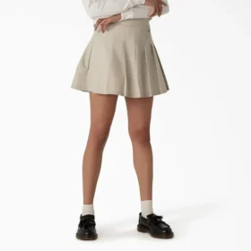 Falda plisada de sarga para mujer
