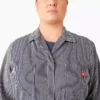 Mono de manga larga con rayas de nogal para mujer, talla grande, corte holgado Mono de manga larga con rayas de nogal para mujer, talla grande, corte holgado