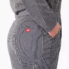 Mono de manga larga con rayas de nogal para mujer, talla grande, corte holgado Mono de manga larga con rayas de nogal para mujer, talla grande, corte holgado
