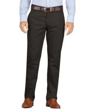 Pantalones caqui de corte ajustado y pierna cónica con frente liso
