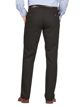 Pantalones caqui de corte ajustado y pierna cónica con frente liso