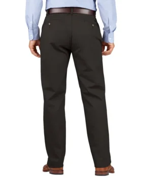Pantalones caqui de corte relajado, pierna cónica y cintura cómoda