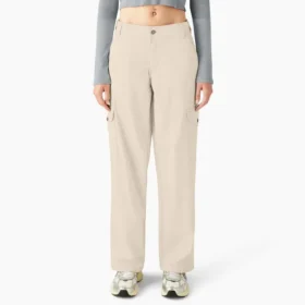Pantalones cargo de lona de algodón para mujer con corte holgado