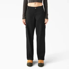 Pantalones cargo de lona de algodón para mujer con corte holgado