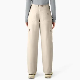 Pantalones cargo de lona de algodón para mujer con corte holgado