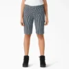 Pantalones cortos de carpintero de corte holgado con rayas Hickory para mujer, 11″ Pantalones cortos de carpintero de corte holgado con rayas Hickory para mujer, 11″