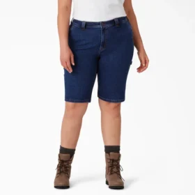 Pantalones cortos de carpintero de corte holgado para mujer, talla grande, 28 cm