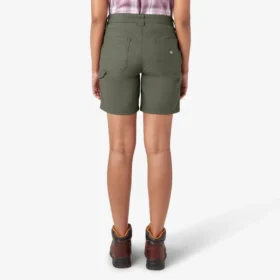 Pantalones cortos de carpintero de lona para mujer, 7″