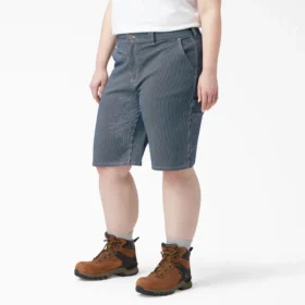 Pantalones cortos de carpintero de rayas Hickory para mujer talla grande