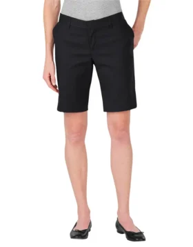 Pantalones cortos de corte holgado y frente liso de 9 pulgadas para mujer