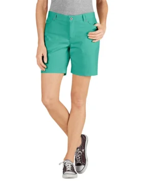 Pantalones cortos de lona elástica de corte holgado de 7″ para mujer