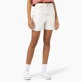 Pantalones cortos de lona para mujer, corte regular, 5″