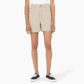 Pantalones cortos de lona para mujer, corte regular, 5″