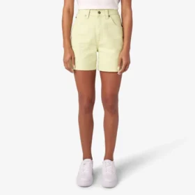 Pantalones cortos de lona para mujer, corte regular, 5″